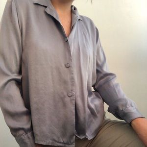 Lilac Long-Sleeve Silk Blouse